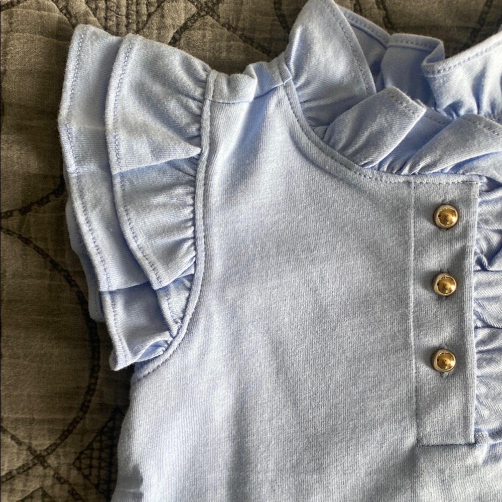 Janie and Jack Blue Ruffle Sleeve Blouse - Picture 5 of 6